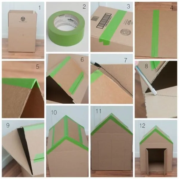 Как сделать домик для кошки из картонной коробки — пошаговая инструкция