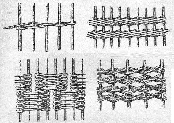 Схемы плетения заборов из лозы и прутьев