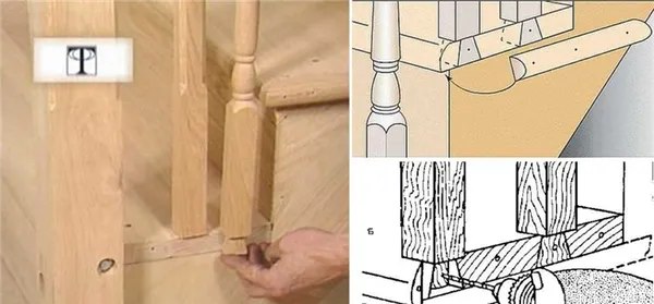 Как можно крепить балясины к полу на лестнице на косоурах 