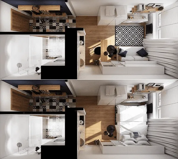 Дизайн планировки кухни-гостиной 20 кв. метров (35 реальных фото). Как обустроить студию 20 кв с кухней. 5