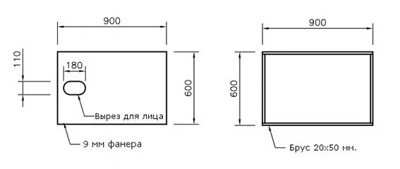 Чертеж лежака с размерами