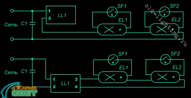 Схема работы люминесцентной лампы
