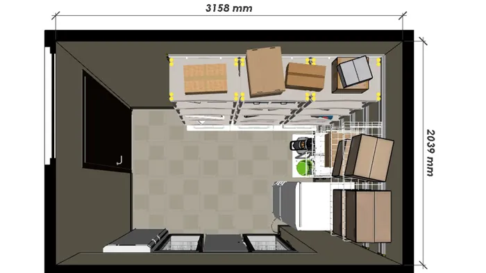 дизайн-проект обустройства кладовой с использованием легких этажерок