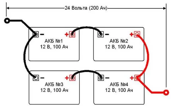 соединение аккумуляторов последовательно-параллельное