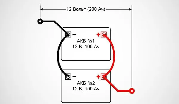 Параллельная схема подключения двух аккумуляторов
