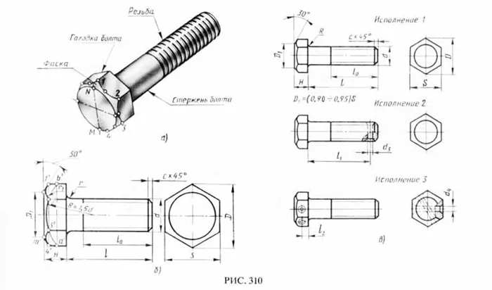 Рис. 310 Болты