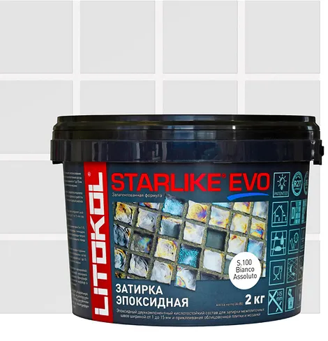 Затирка эпоксидная Starlike Evo, абсолютно белый, 2 кг