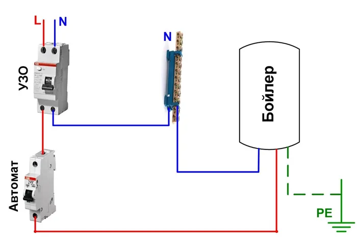 Схема подключения бойлера к электросети