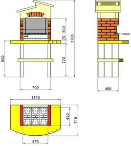 Чертеж с размерами простого барбекю