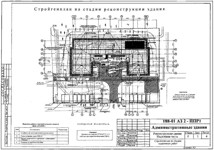 Строительный генеральный план для стадии надземных работ