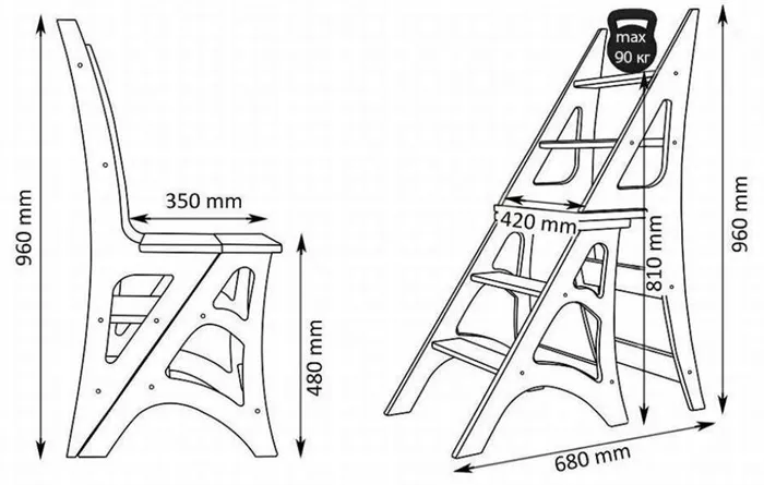 Деревянная стул-стремянка-трансформер: 15 super моделей