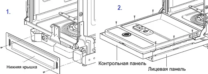 Схема снятия декоративной панели посудомоечной машины при самостоятельном разборе